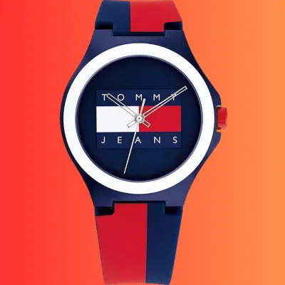Tommy Hilfiger Unisex with Red and Blue Silicone Bracelet Watch 